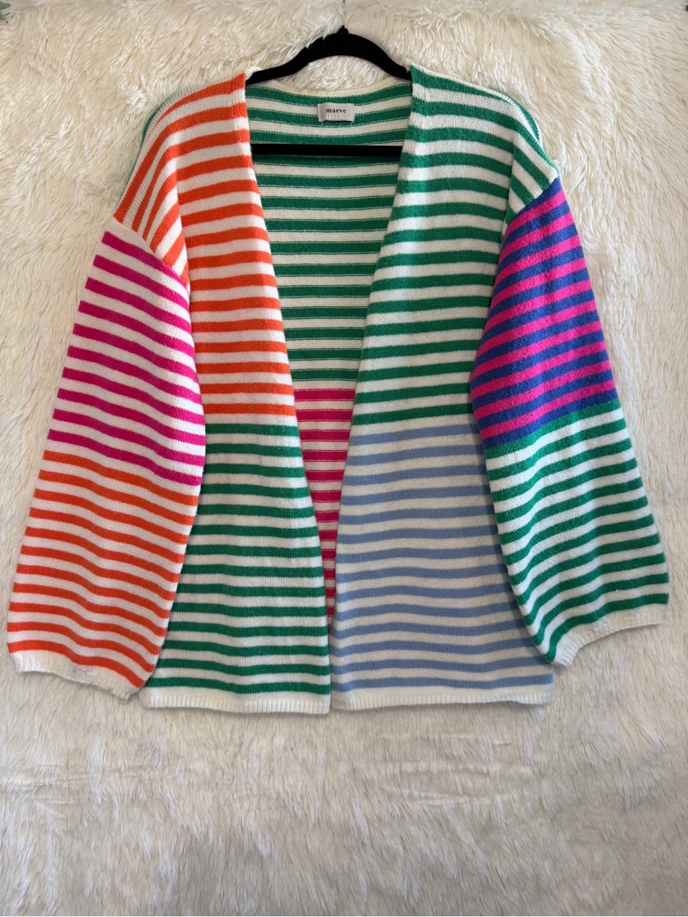 Maeve Anthropologie Womens Colourblock Striped Cardigan O/S Dopamine Dressing
